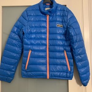 TNA light puffer in blue with pink zips xs